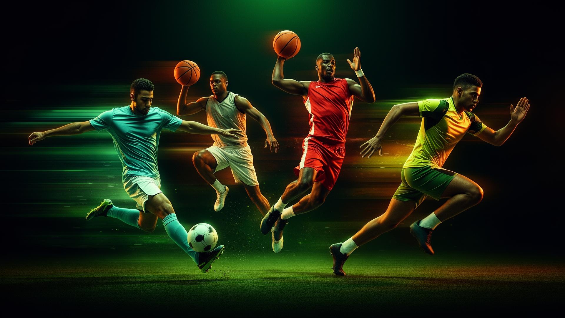 Athlètes en action sur un terrain de sport